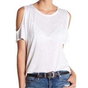 PAIGE Tasmin Cold Shoulder Tee Size Medium Optic White